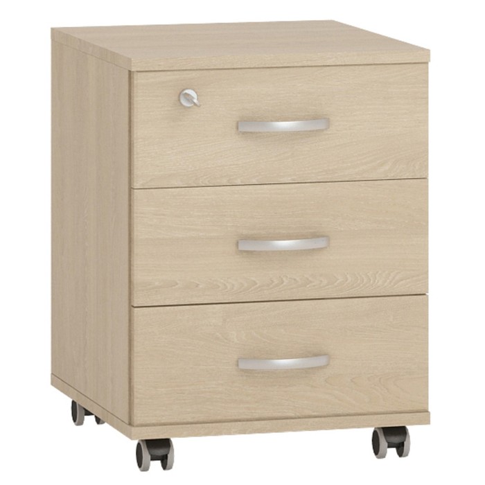 Тумба выкатная, 3 ящика, 454×482×562 мм, цвет дуб сонома