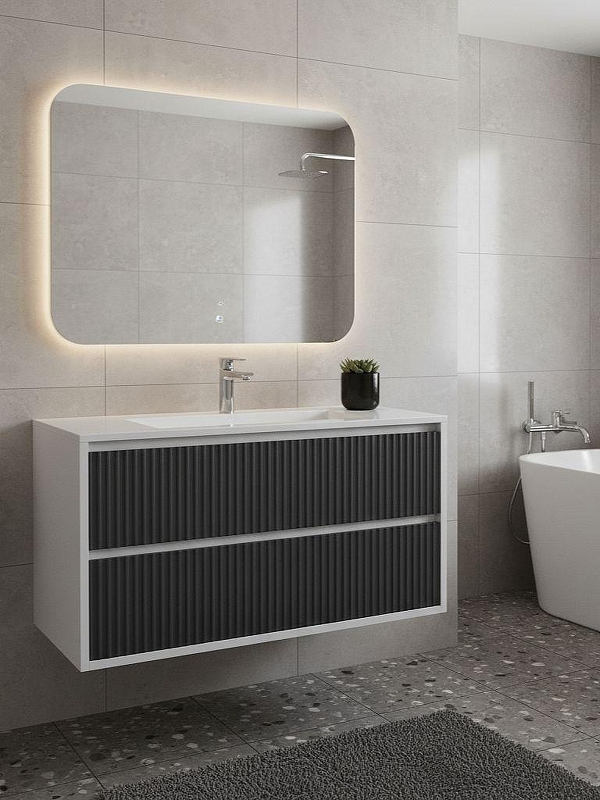 Тумба под раковину Uperwood Next Premium 80 3930205155 подвесная цвет Белый матовый Графит матовый