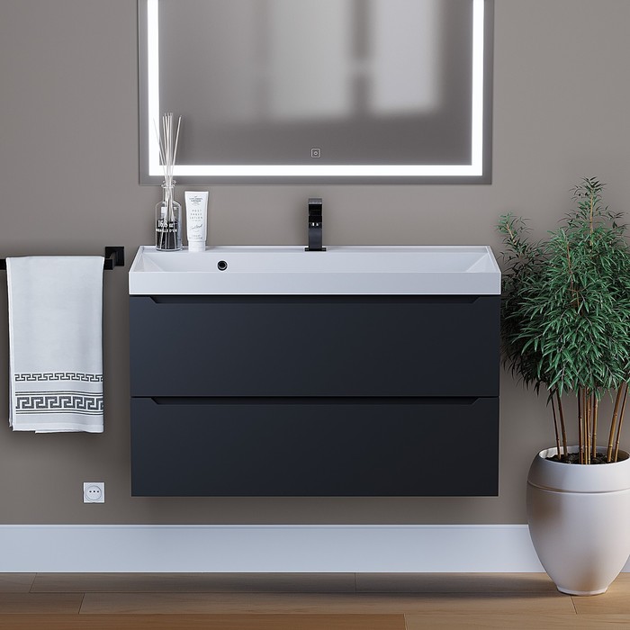 Тумба подвесная Uperwood, под раковину Uperwood Tanos 90, цвет чёрный