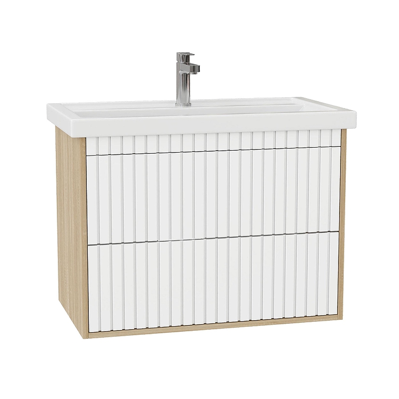 Тумба под раковину Onika Дайлер 80 108061 подвесная цвет Дуб сонома Белый матовый