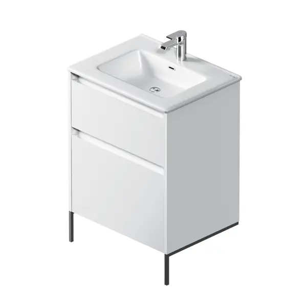 Тумба под раковину AM.PM Flash M9HFUX0602WM напольная/подвесная 60 см цвет белый матовый с раковиной AM.PM для тумбы Struktura 60 см