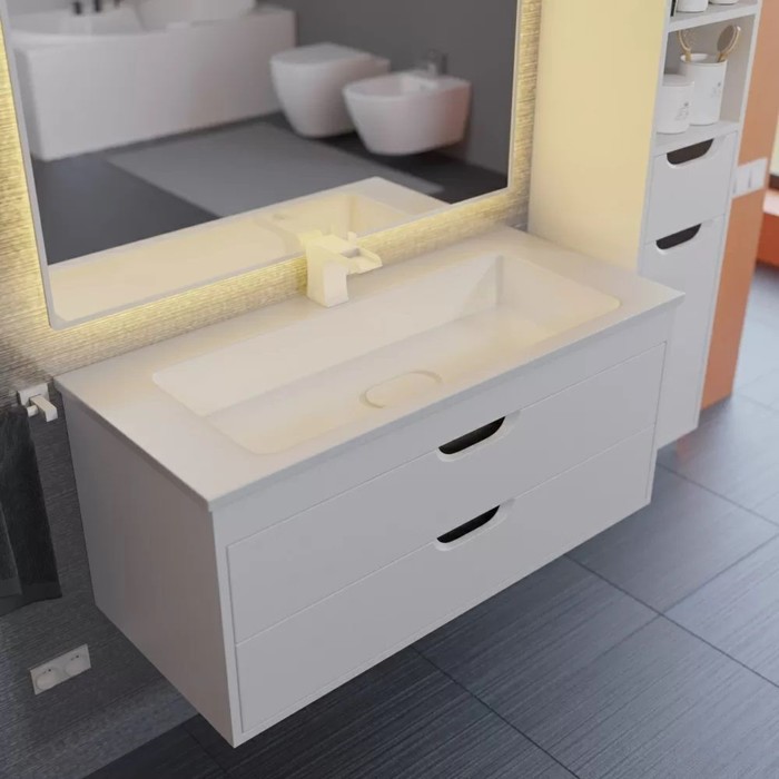 Тумба подвесная Uperwood, под раковину Uperwood Modul 100, цвет белый матовый/графит