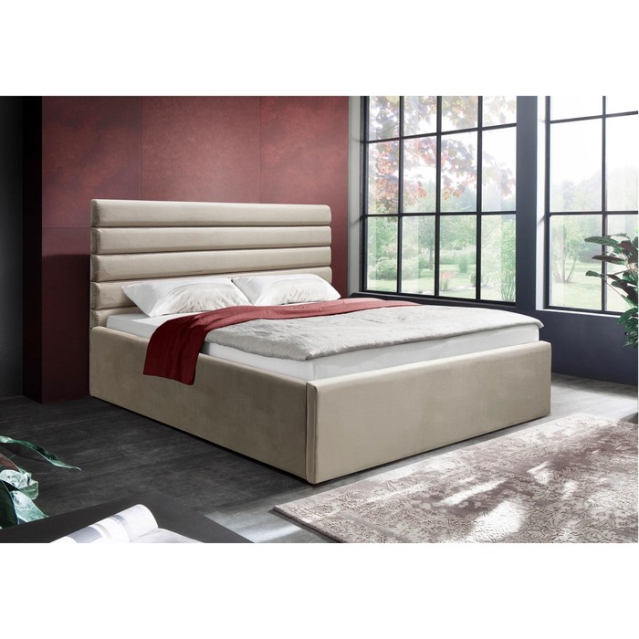 Кровать двуспальная «Фрейм Модерн», с подъёмным механизмом, 1600×2000 мм, велюр vivaldi, цвет бежевый