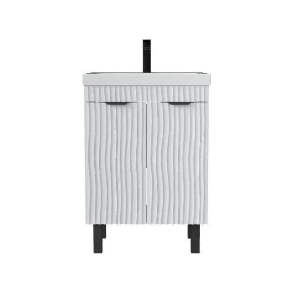 Тумба под раковину Флай 60.2D напольная 57 см цвет белый с раковиной Cersanit Colour керамика 60 см цвет белый