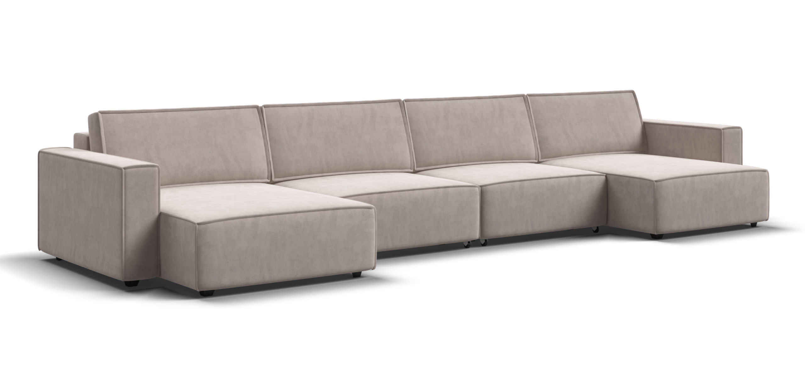 П-образный диван Босс Софт Модуль Велюр Монолит латте