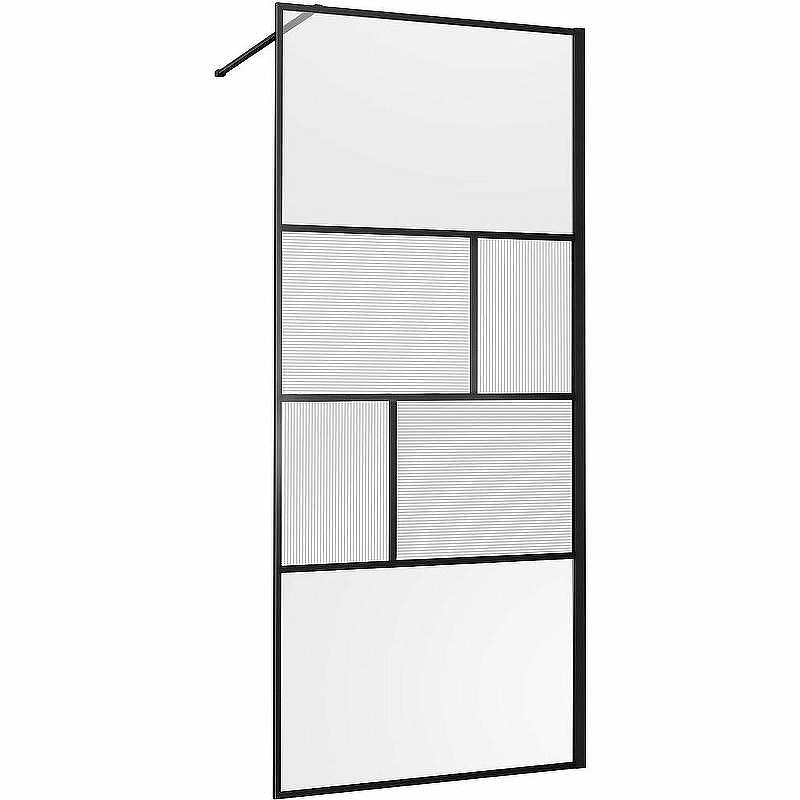 Душевая перегородка Vincea Walk-In 90 VSW-1HC900CFB профиль Черный матовый стекло прозрачное/рифленое