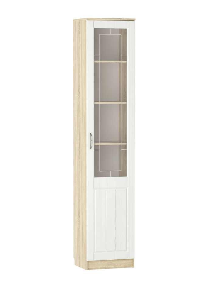 Пенал Оливия Правый, 452х384х2198, Белое дерево/Дуб сонома