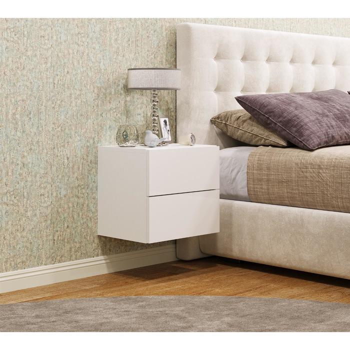 Тумба прикроватная подвесная «Элтон» №2, 400×320×360 мм, цвет белый/белый глянец МДФ