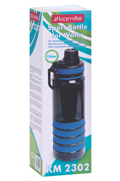 Бутылка Kamille д/воды спортивная из пластика тритан черно-синий 750 мл