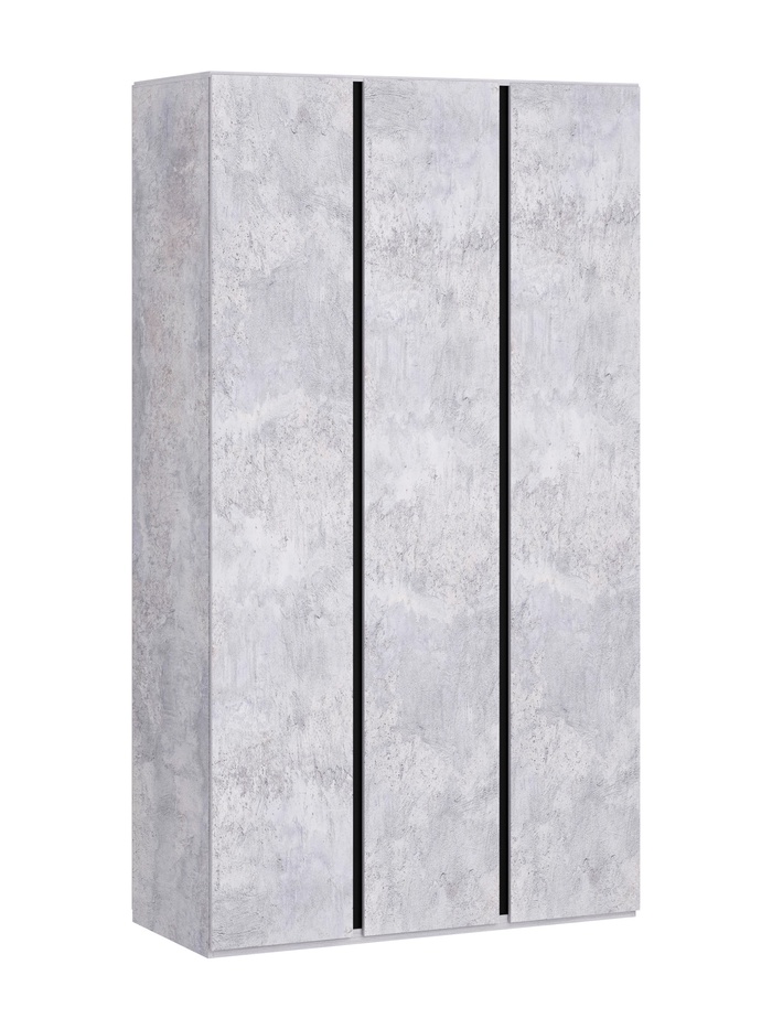 Шкаф трёхстворчатый «Дели–3», 1200×550×2300 мм, цвет цемент светлый/чёрный