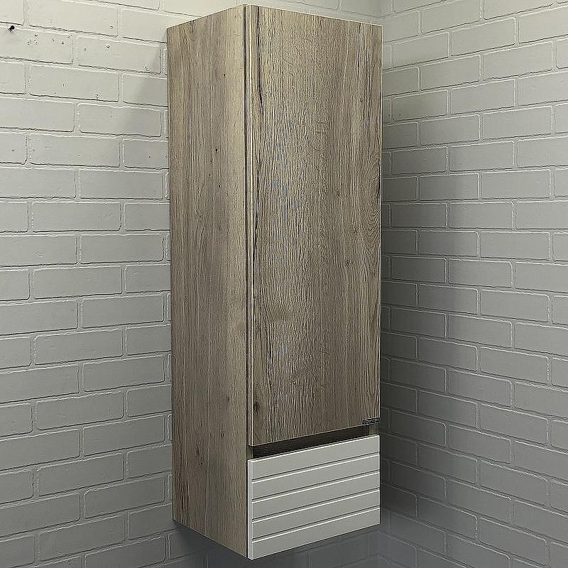 Шкаф пенал Comforty Страсбург 35 00-00006574 подвесной Дуб дымчатый Белый матовый