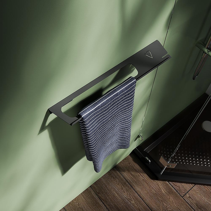 Металлическая полка Veconi Classico CS-B-C9 с полотенцедержателем цвет Черный матовый