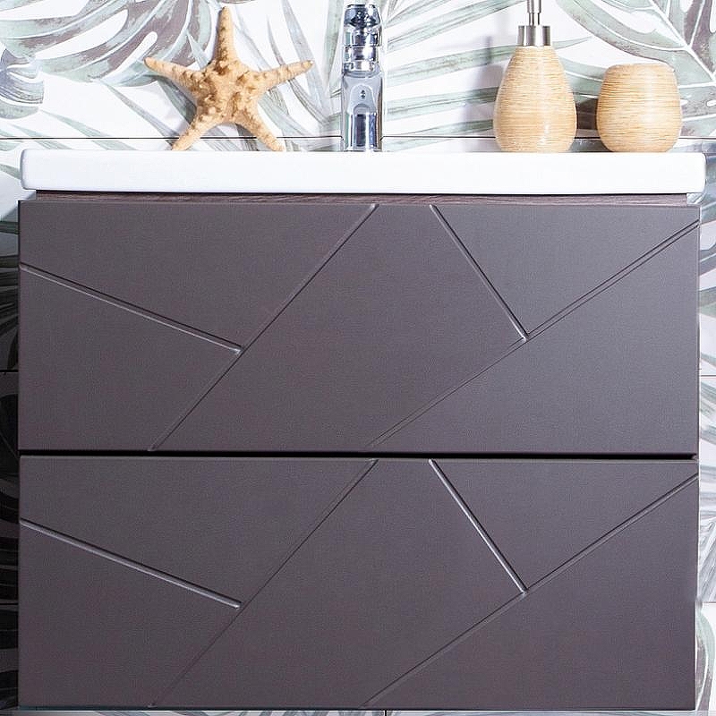 Тумба под раковину Бриклаер Кристалл 60 4627125414510 подвесная Софт Графит Ясень Анкор темный