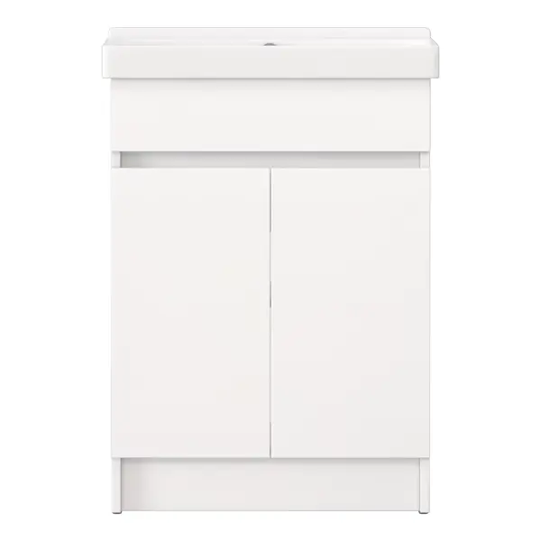 Тумба под раковину Терни KONSENSA напольная 56.4 см цвет белый с раковиной Sanita Luxe Fest 60