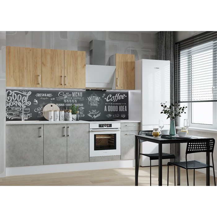 Кухня прямая «Европа», 2400 мм, цвет бетон/дуб золотой крафт