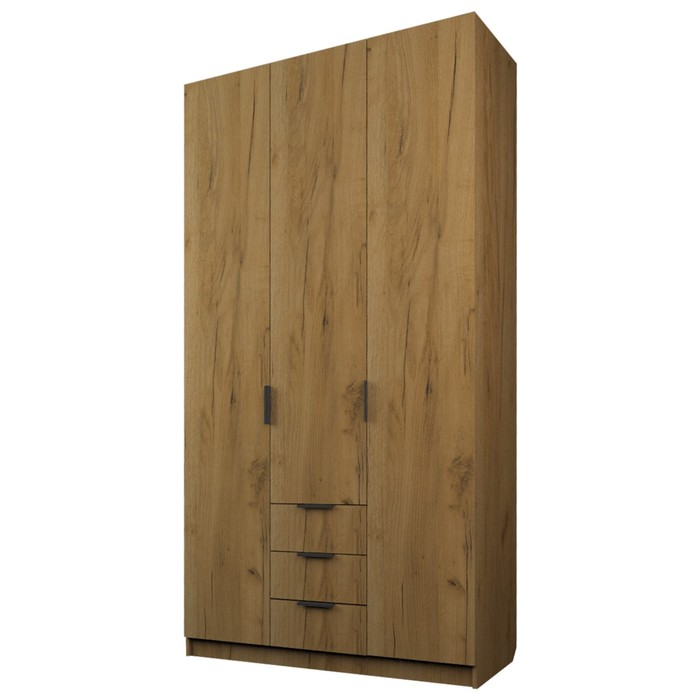 Шкаф трехдверный «Аллоджио. Экон», 3 ящика, 1200×520×2300 мм, цвет дуб крафт золотой