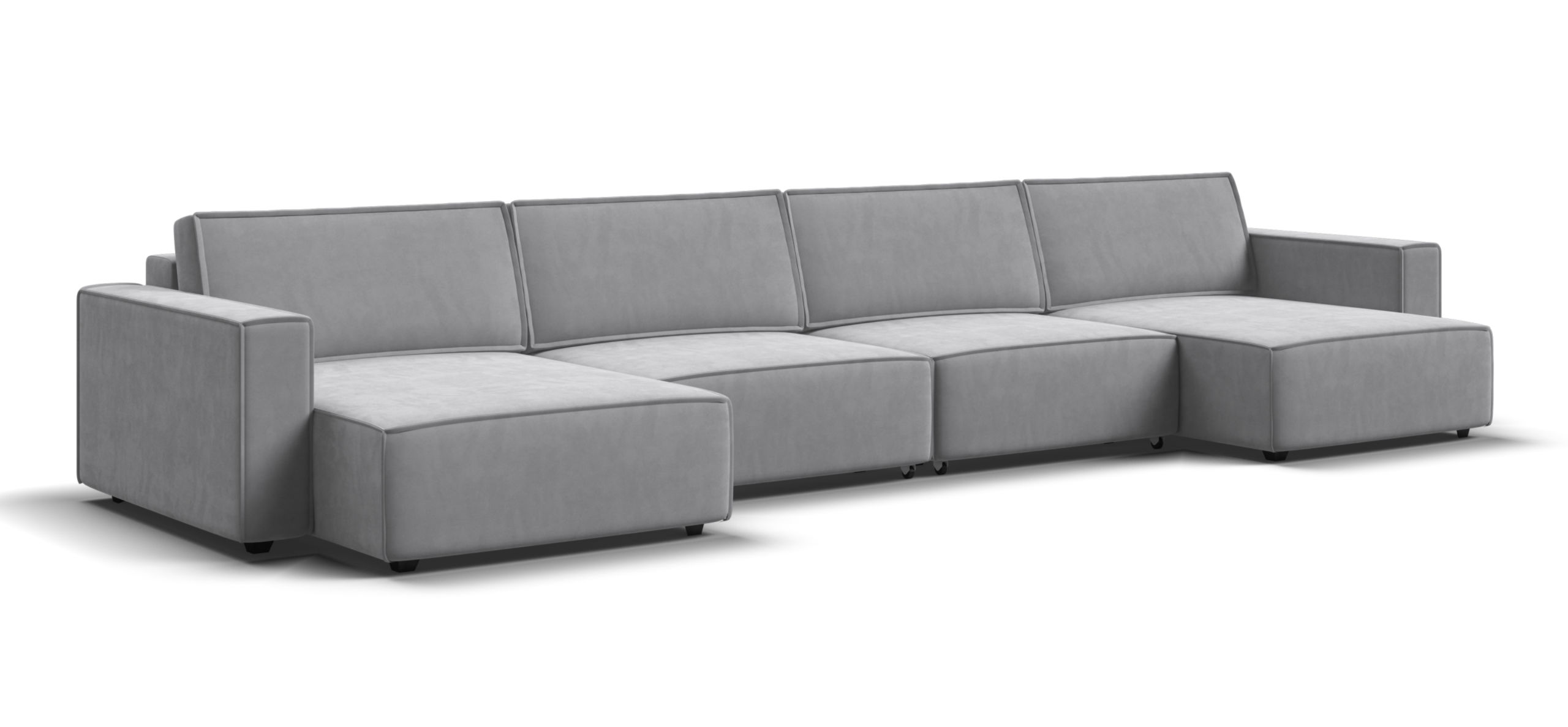 П-образный диван Босс Софт Модуль Велюр Монолит сталь