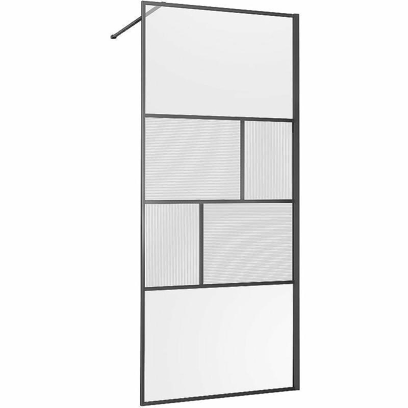 Душевая перегородка Vincea Walk-In 90 VSW-1HC900CFGM профиль Вороненая сталь стекло прозрачное/рифленое