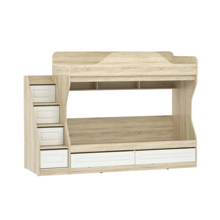 Кровать двухъярусная «Оливия», 800×1900 мм, цвет белое дерево/дуб сонома