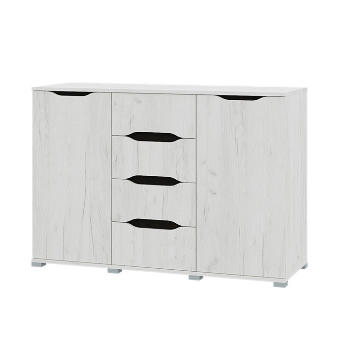 Комод напольный для спальни «Вега», 4 ящика, 2 дверцы, 1200×828×430 мм, цвет крафт белый/венге