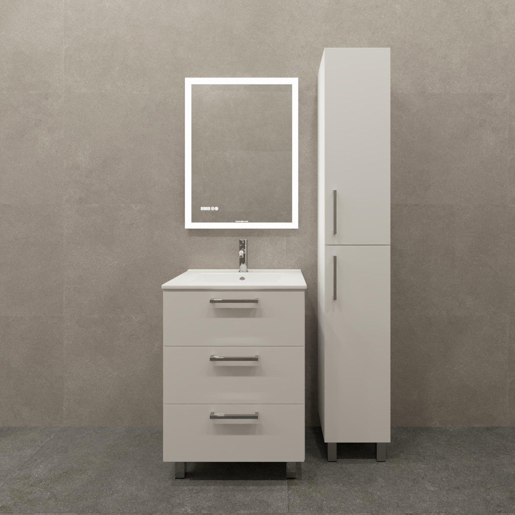 Тумба под накладную раковину Мадрид 59.5x45.7 раковина Sanita Luxe Квадро шкаф-пенал цвет корпуса белый