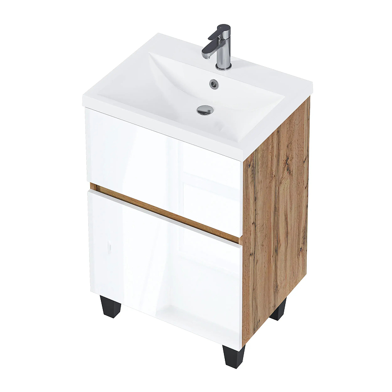 Тумба под раковину 1MarKa Aris 70Н Ц0000035782 цвет Дуб вотан Белый глянец