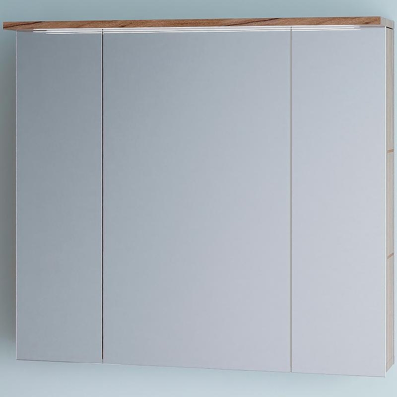 Зеркальный шкаф Бриклаер Кристалл 75 4627125417207 с подсветкой Дуб крафт табачный