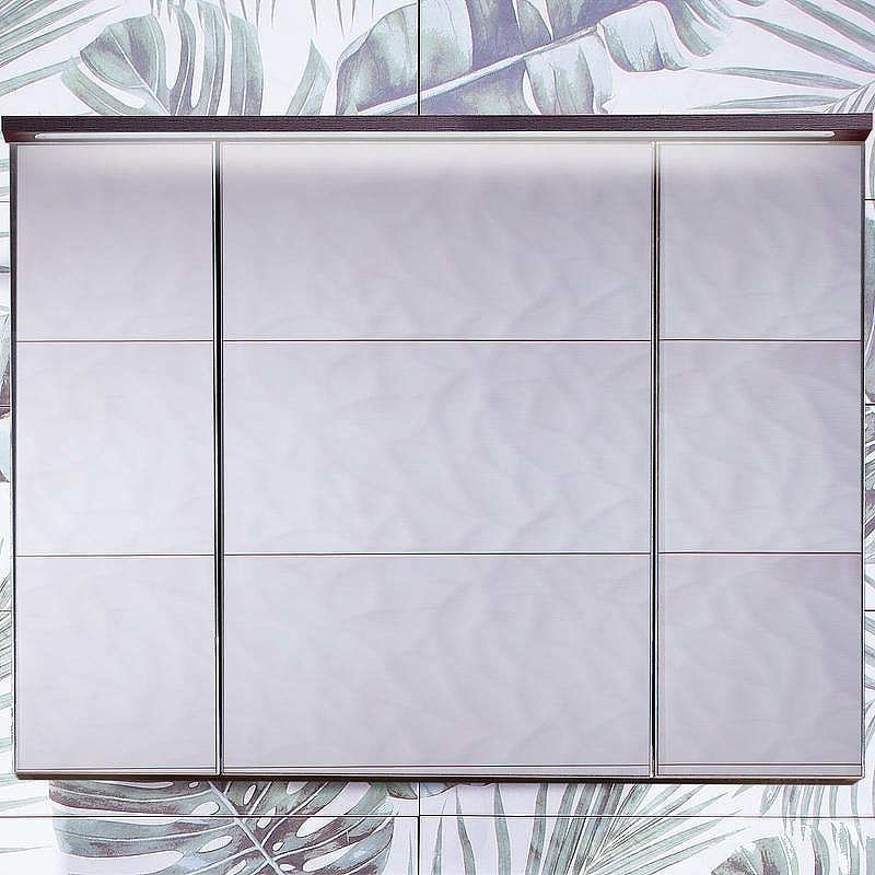 Зеркальный шкаф Бриклаер Кристалл 95 4627125414923 с подсветкой Ясень Анкор темный