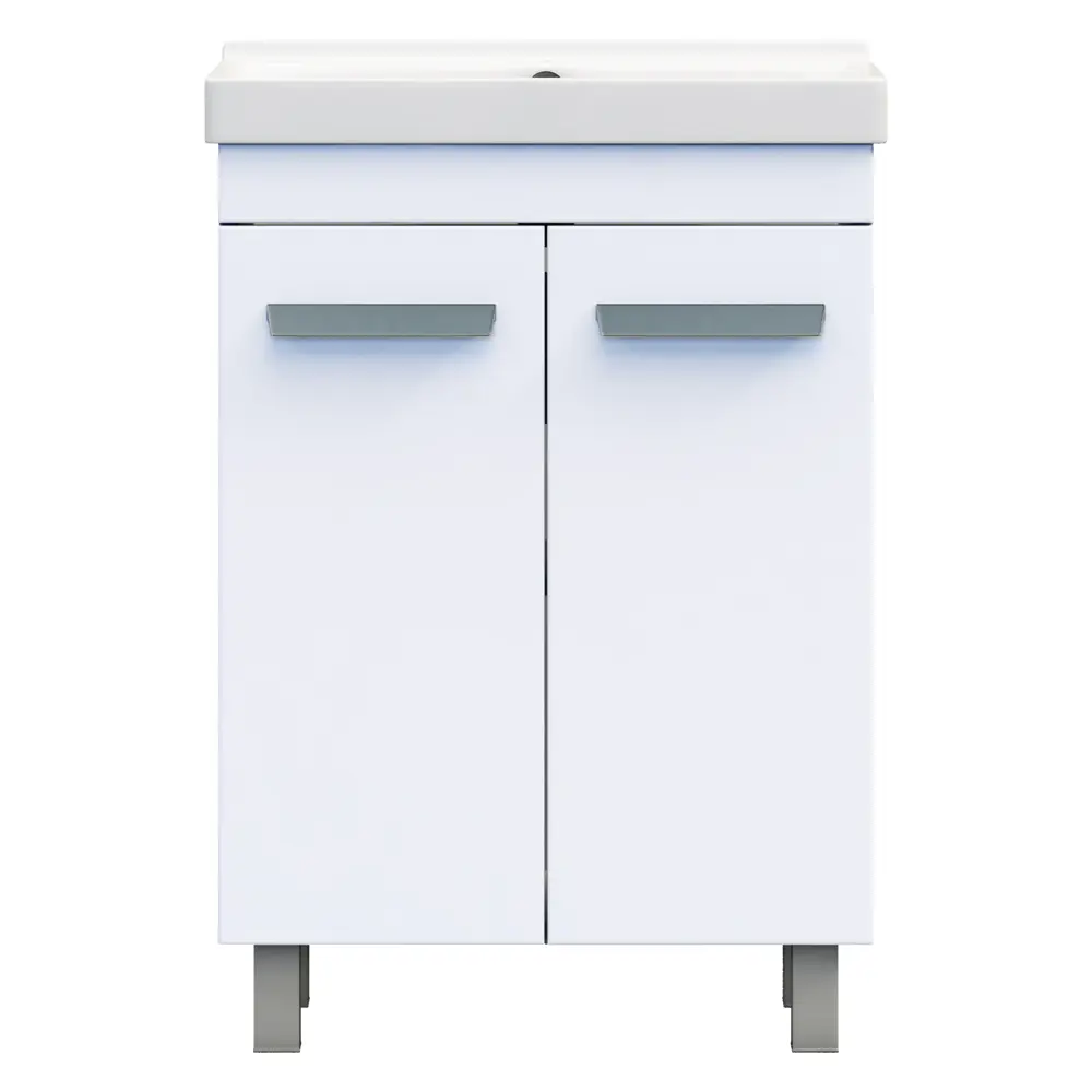 Тумба в ванную Vigo Milo 60-2-0 60x80 см ДСП цвет белый глянец с раковиной Sanita Luxe Fest 60