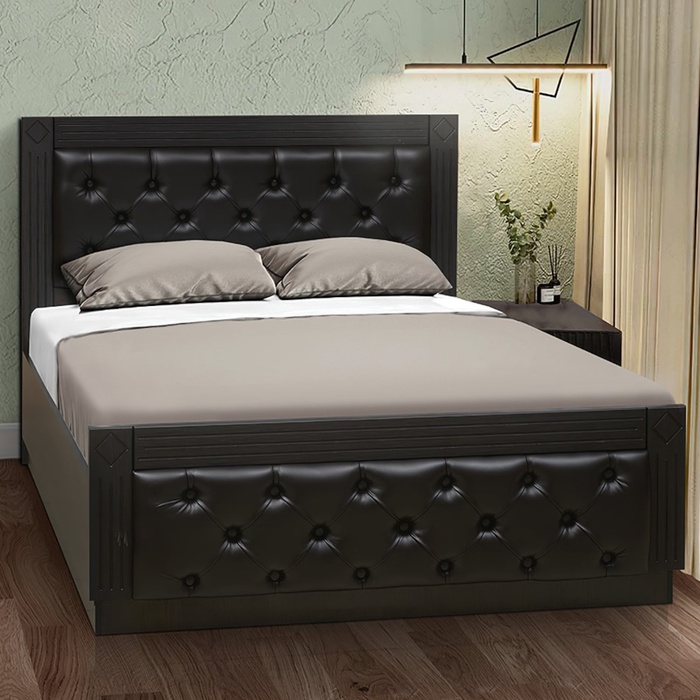 Кровать односпальная «Венеция 13.2», с мягким изголовьем, 1200×2000 мм, экокожа, цвет венге шёлк матовый