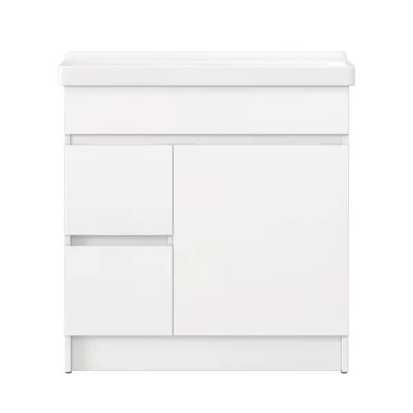 Тумба под раковину Терни KONSENSA напольная 76.1 см цвет белый с раковиной Sanita Luxe Fest 80