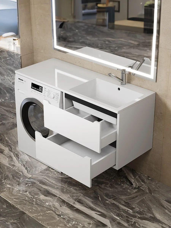 Тумба под раковину Uperwood Tanos 60 291020261 подвесная цвет Белый матовый Графит матовый