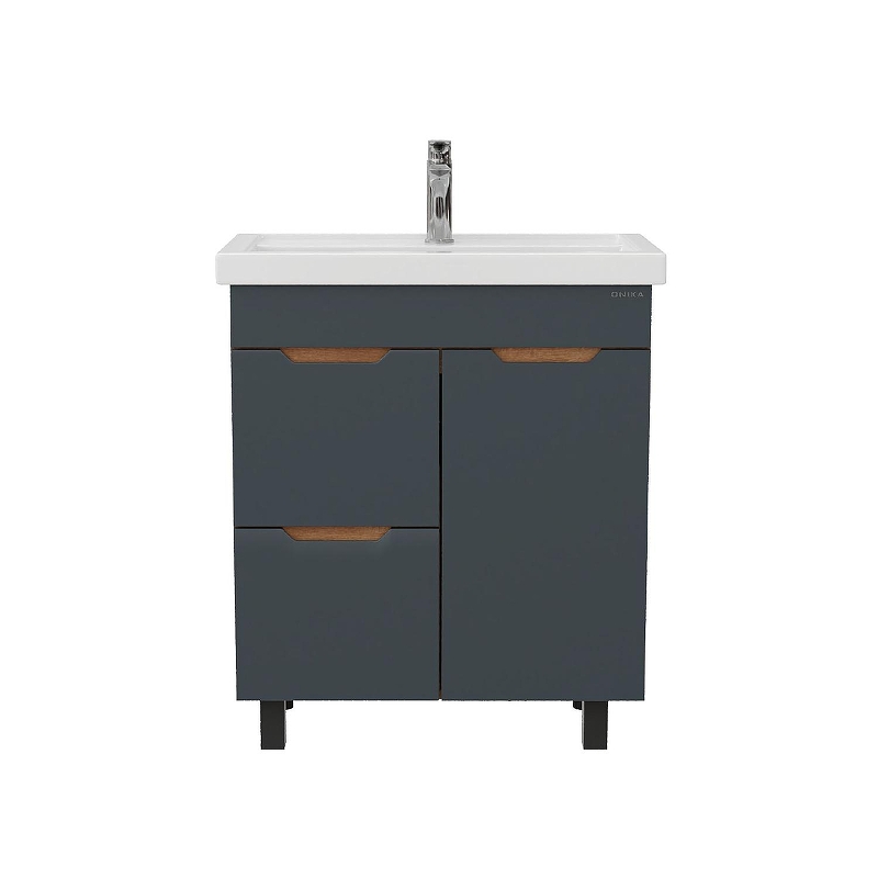 Тумба под раковину Onika Айленд 70 107069 с бельевой корзиной цвет Дуб крафт золотой Графит