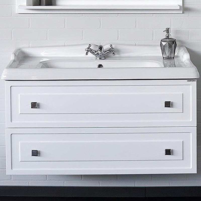 Тумба с раковиной Comforty Феррара 100 00004148009 подвесная Белый глянец